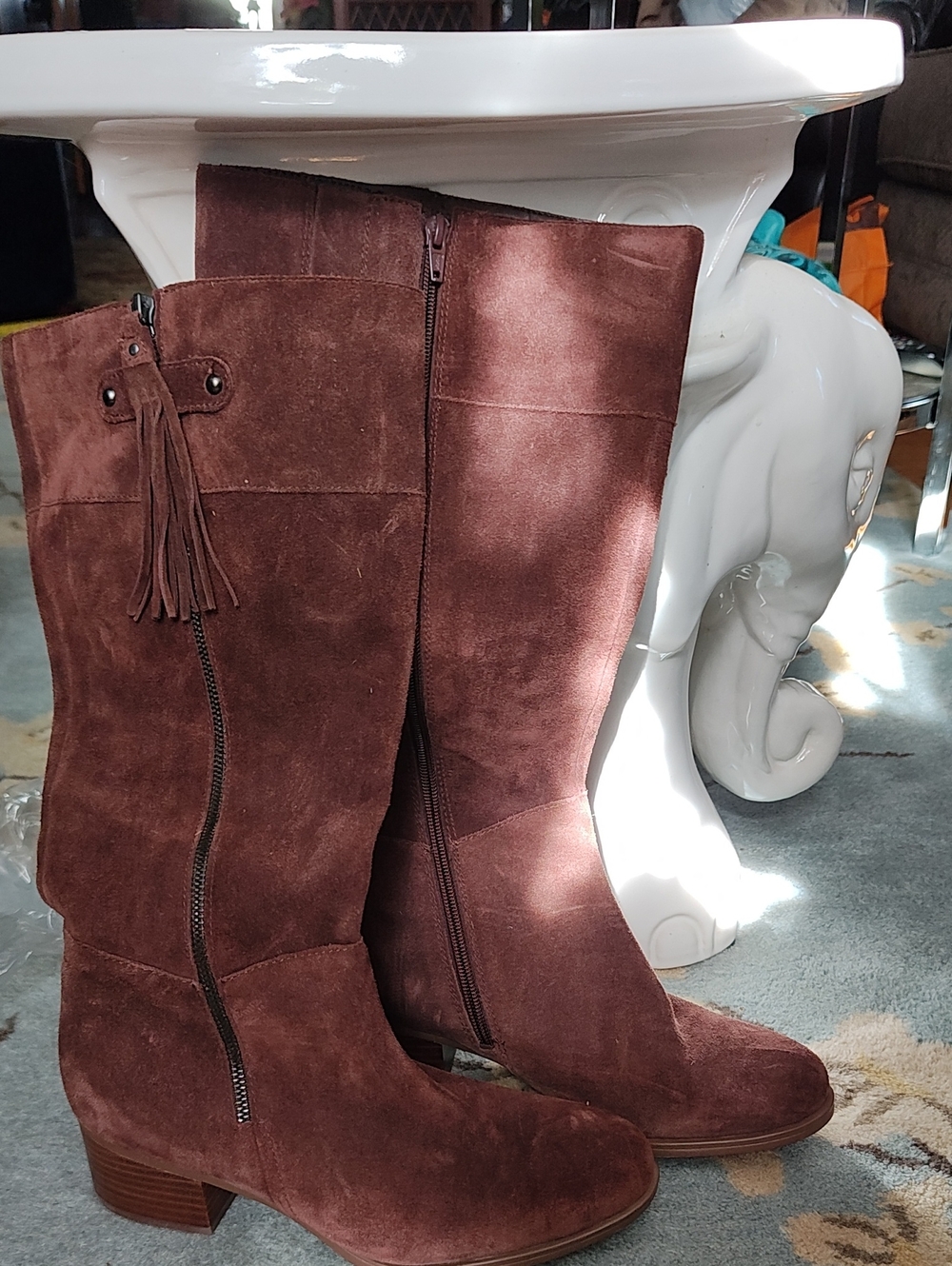 Brown Suede Knee-High Women’s Boots